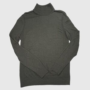 Express Sweater Womens Medium Green 100% Merino Wool Turtleneck Pullover Kni